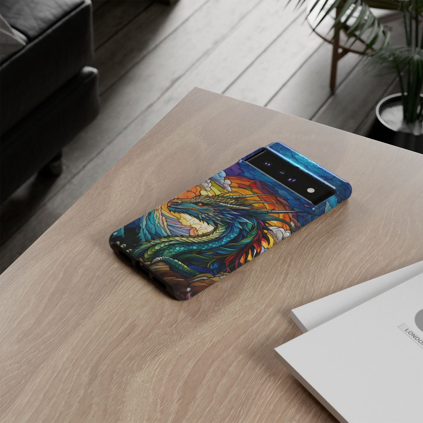 Stained Glass Design Dragon Case | Fantasy Art Google Pixel 8 Pro, 8, 7, 6 Pro, 6, 5 5G | Unique Protective Phone Cover for Pixel Users