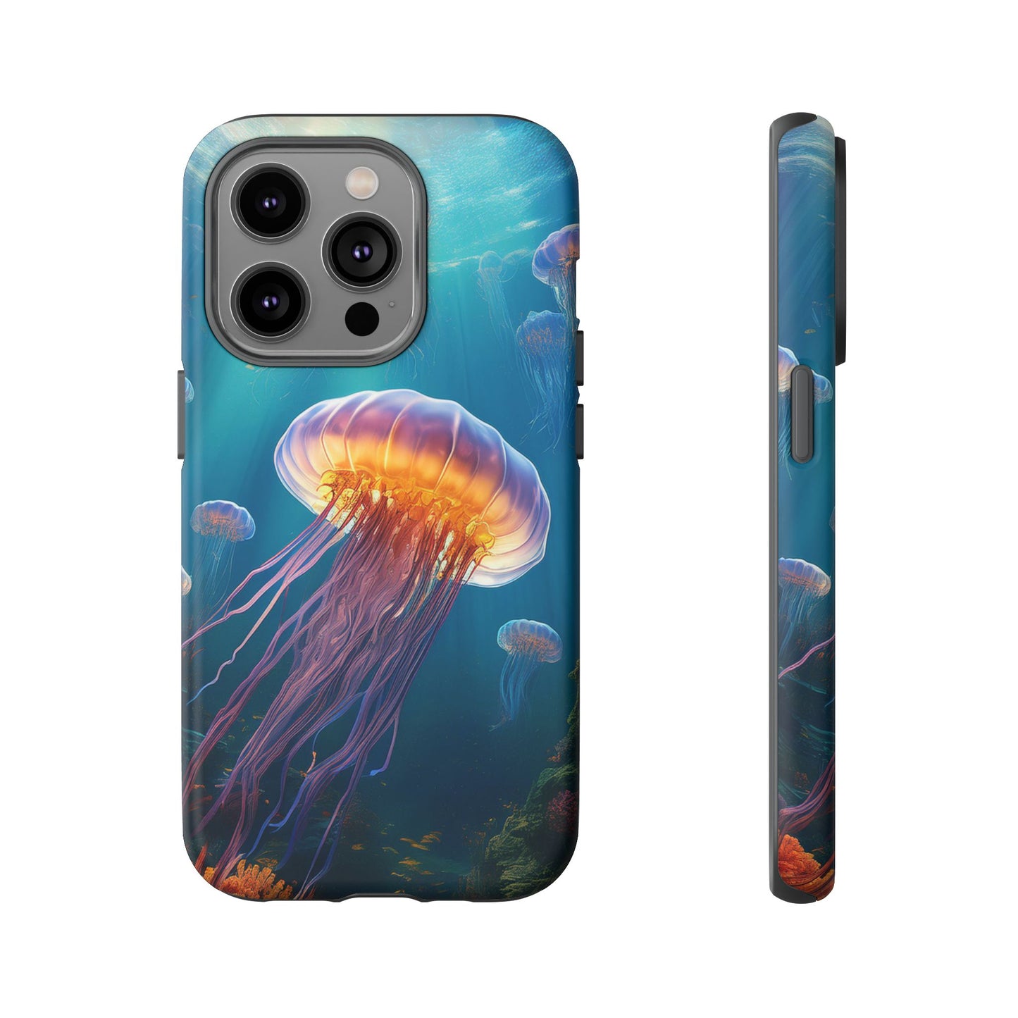 Vibrant Jellyfish iPhone Case - Fits iPhone 8, X, XR, 11, 12, 13, 14, 15, 16 Pro, Max, Mini - Stunning Ocean Art Case for iPhone Lovers