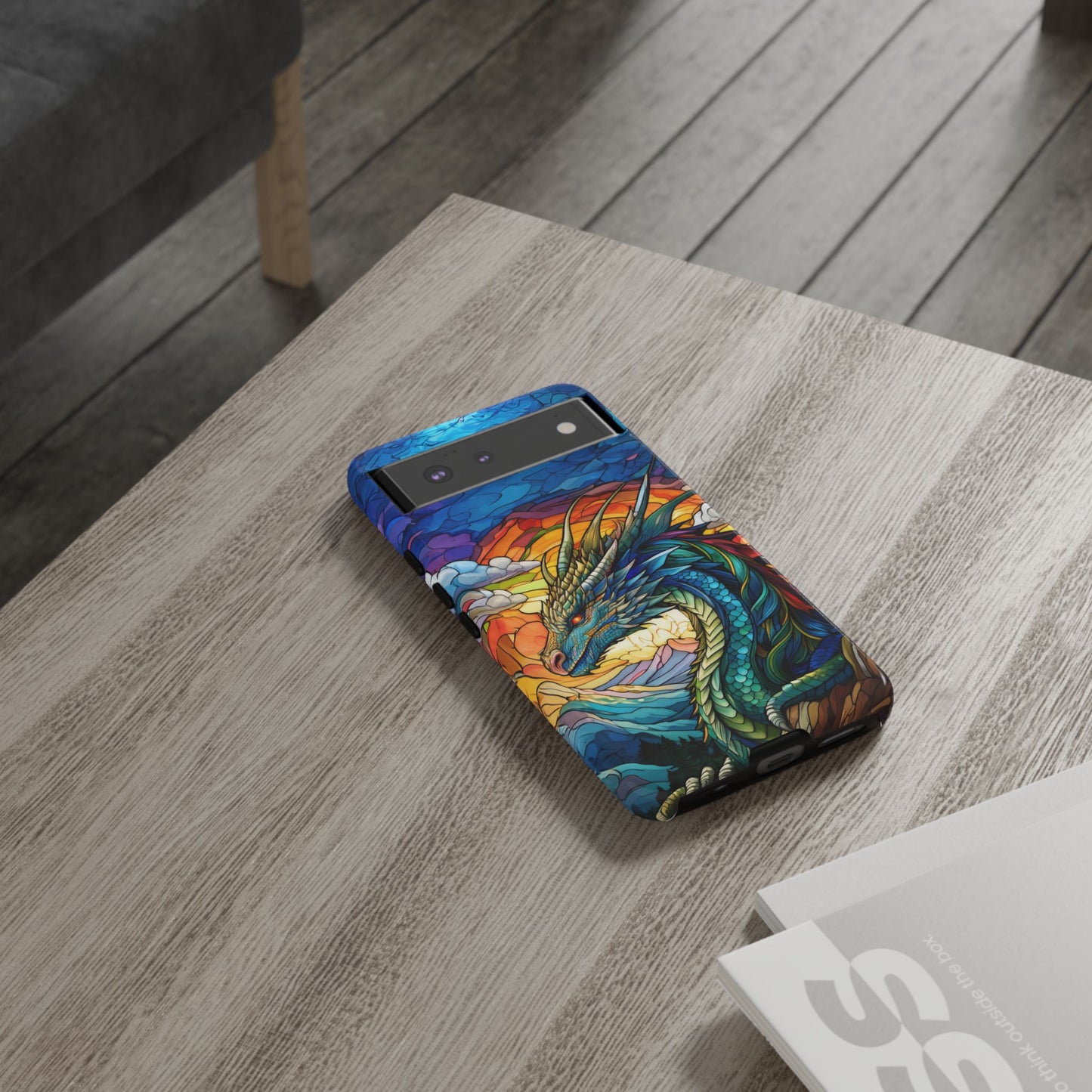 Stained Glass Design Dragon Case | Fantasy Art Google Pixel 8 Pro, 8, 7, 6 Pro, 6, 5 5G | Unique Protective Phone Cover for Pixel Users