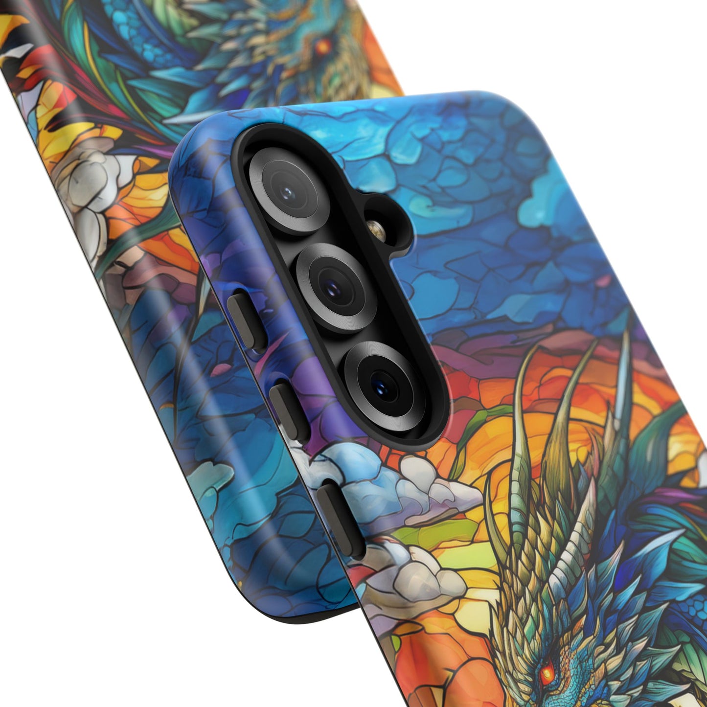 Stained Glass Design Dragon Case | Fantasy Art Samsung Galaxy S24 Ultra, S23, S22, S21, S20, S10 Plus | Unique Protective Phone Cover