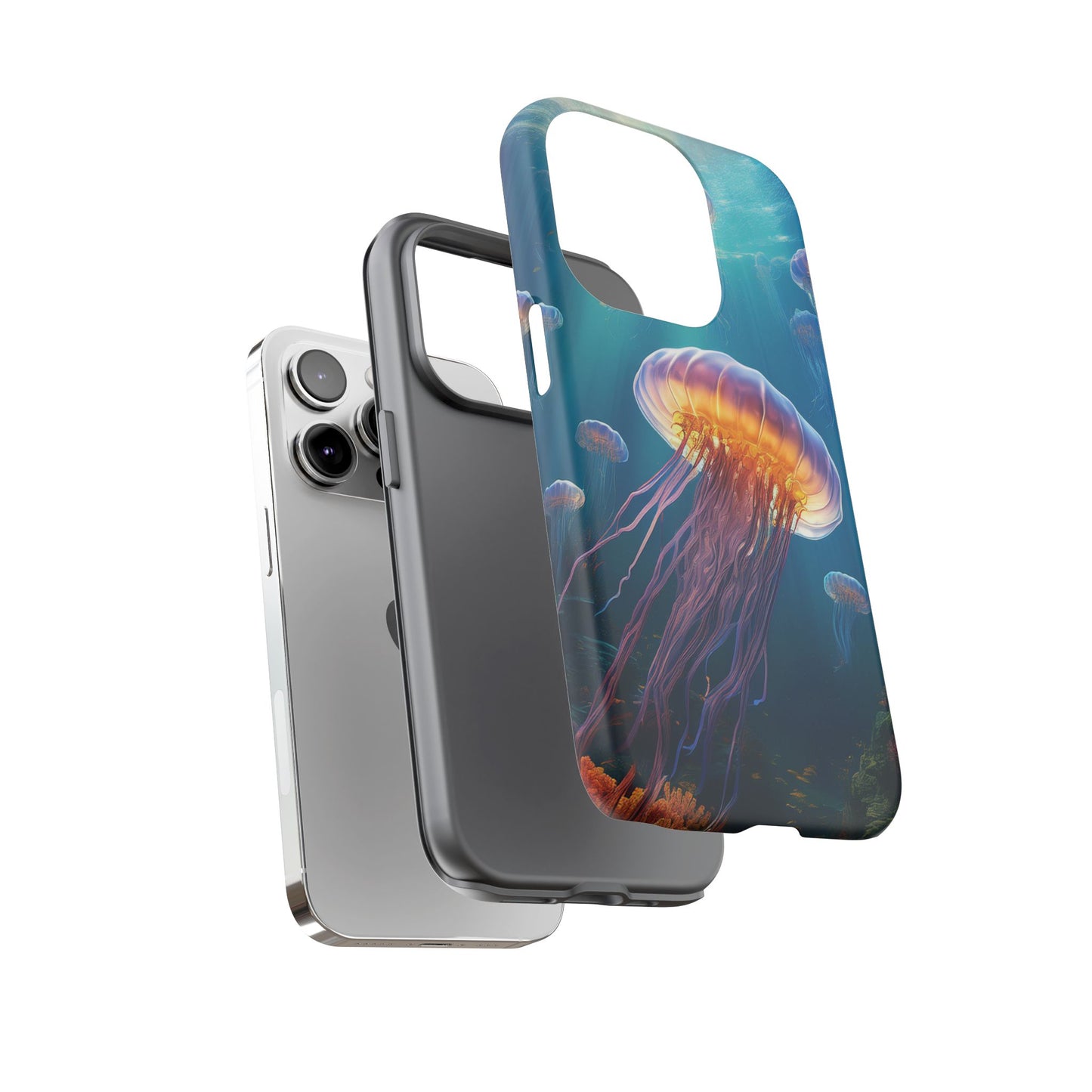 Vibrant Jellyfish iPhone Case - Fits iPhone 8, X, XR, 11, 12, 13, 14, 15, 16 Pro, Max, Mini - Stunning Ocean Art Case for iPhone Lovers
