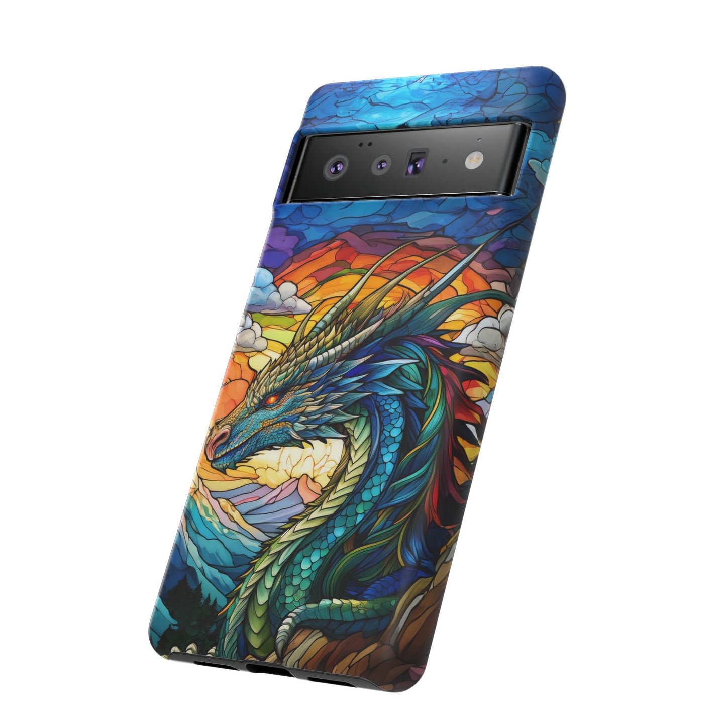 Stained Glass Design Dragon Case | Fantasy Art Google Pixel 8 Pro, 8, 7, 6 Pro, 6, 5 5G | Unique Protective Phone Cover for Pixel Users