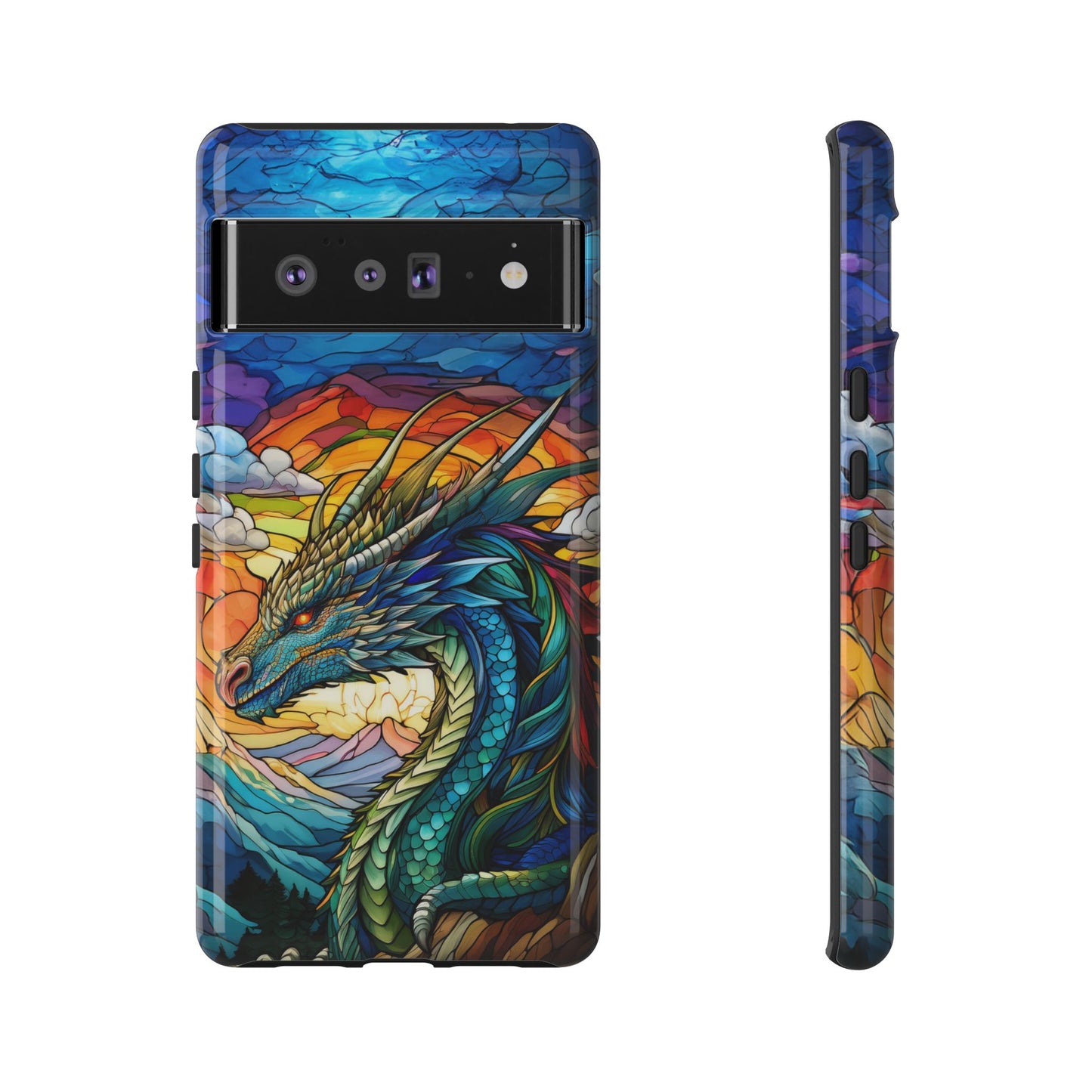 Stained Glass Design Dragon Case | Fantasy Art Google Pixel 8 Pro, 8, 7, 6 Pro, 6, 5 5G | Unique Protective Phone Cover for Pixel Users