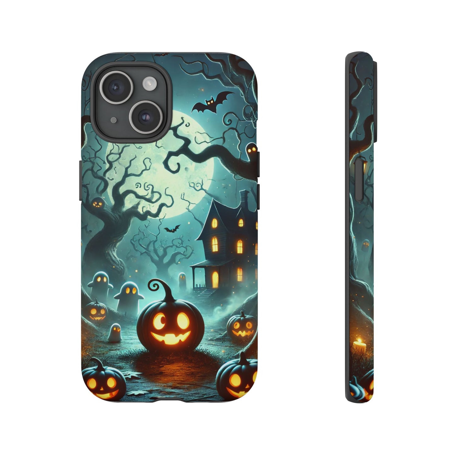 Spooky Halloween Night Pumpkin and Ghost Path Design Phone Case