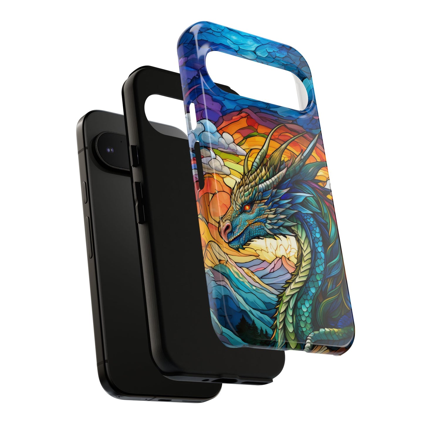 Stained Glass Design Dragon Case | Fantasy Art Google Pixel 8 Pro, 8, 7, 6 Pro, 6, 5 5G | Unique Protective Phone Cover for Pixel Users