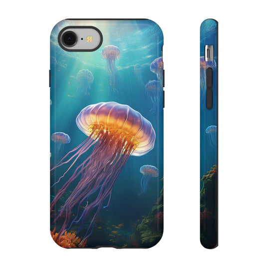 Vibrant Jellyfish iPhone Case - Fits iPhone 8, X, XR, 11, 12, 13, 14, 15, 16 Pro, Max, Mini - Stunning Ocean Art Case for iPhone Lovers
