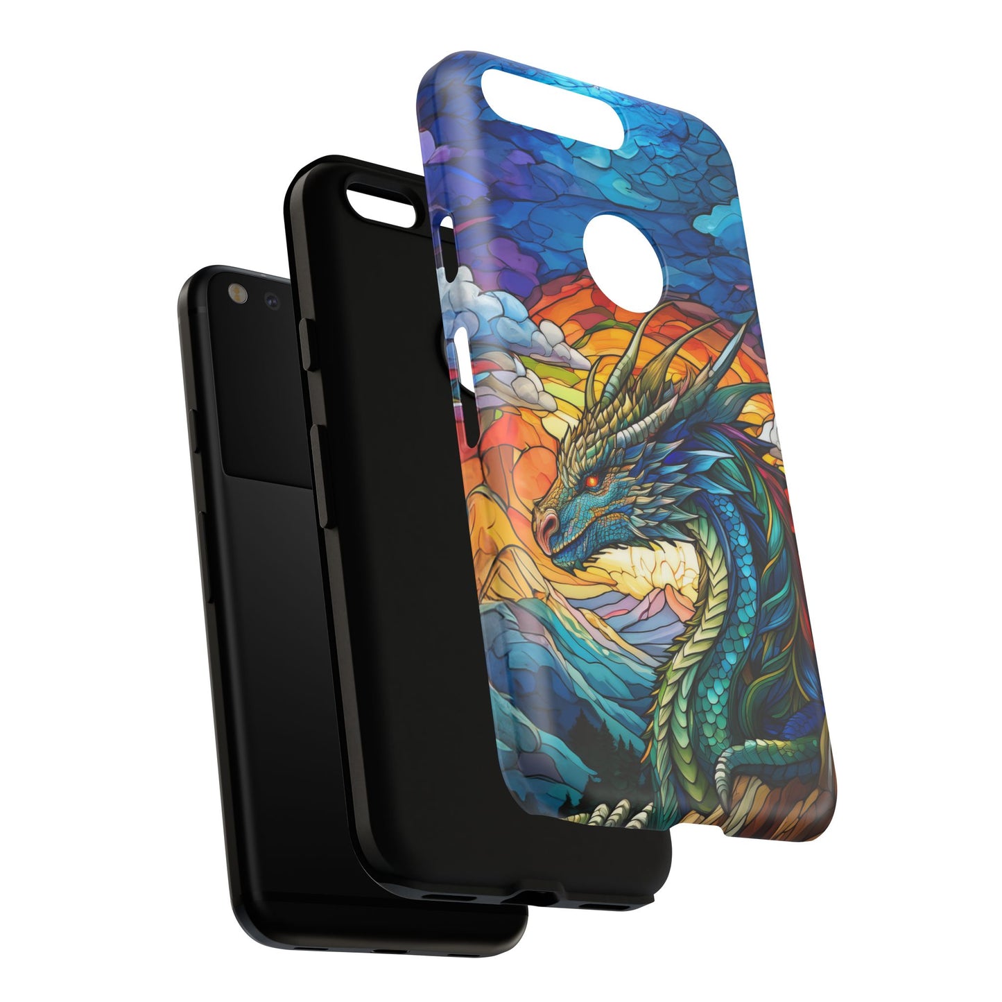 Stained Glass Design Dragon Case | Fantasy Art Google Pixel 8 Pro, 8, 7, 6 Pro, 6, 5 5G | Unique Protective Phone Cover for Pixel Users