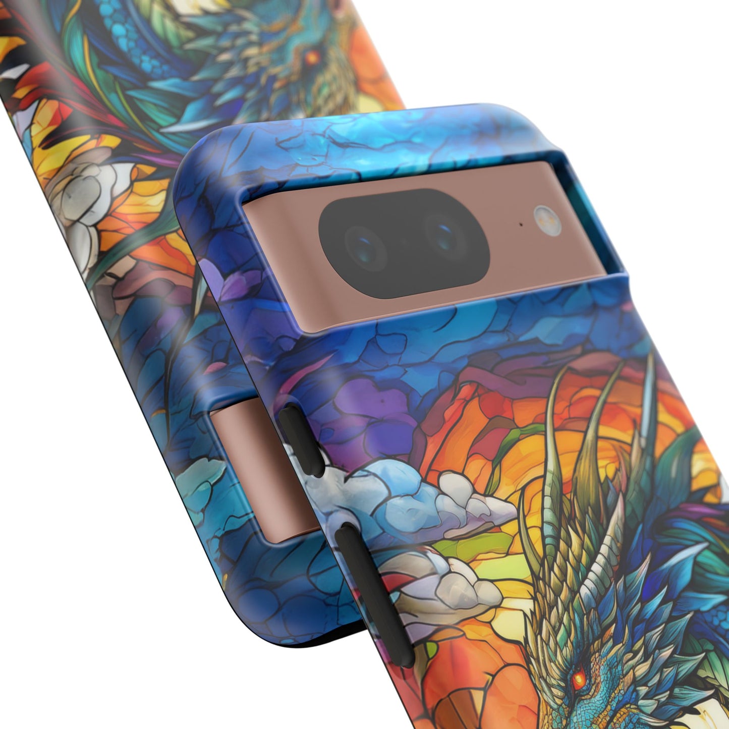 Stained Glass Design Dragon Case | Fantasy Art Google Pixel 8 Pro, 8, 7, 6 Pro, 6, 5 5G | Unique Protective Phone Cover for Pixel Users