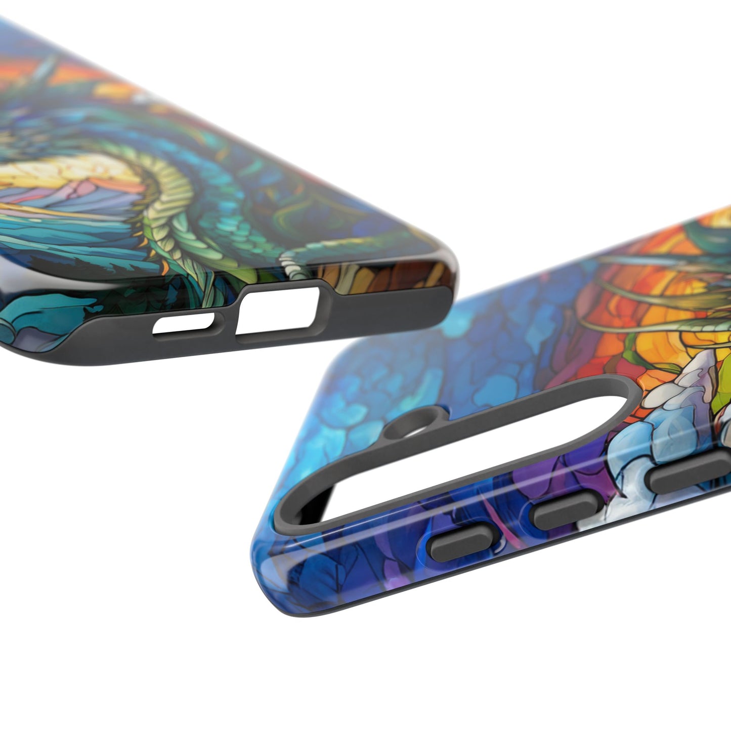 Stained Glass Design Dragon Case | Fantasy Art Samsung Galaxy S24 Ultra, S23, S22, S21, S20, S10 Plus | Unique Protective Phone Cover