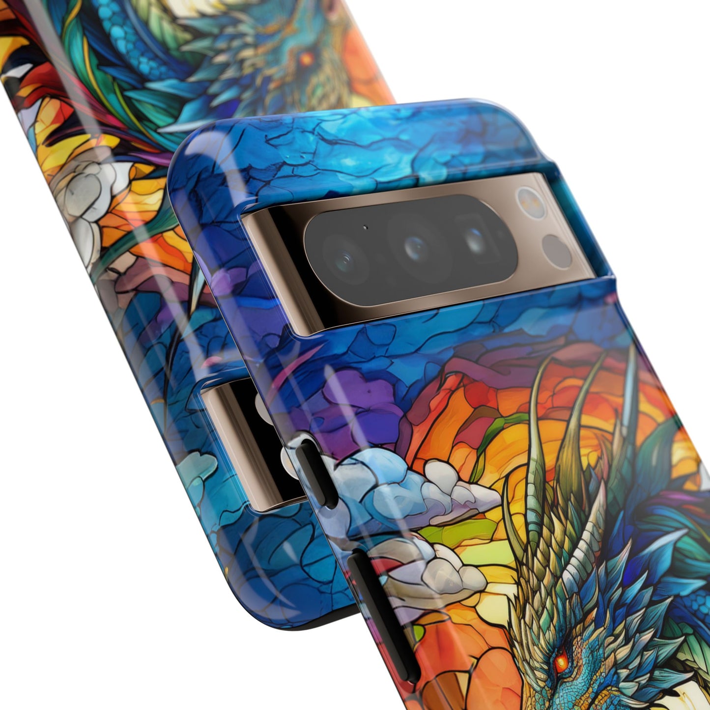 Stained Glass Design Dragon Case | Fantasy Art Google Pixel 8 Pro, 8, 7, 6 Pro, 6, 5 5G | Unique Protective Phone Cover for Pixel Users