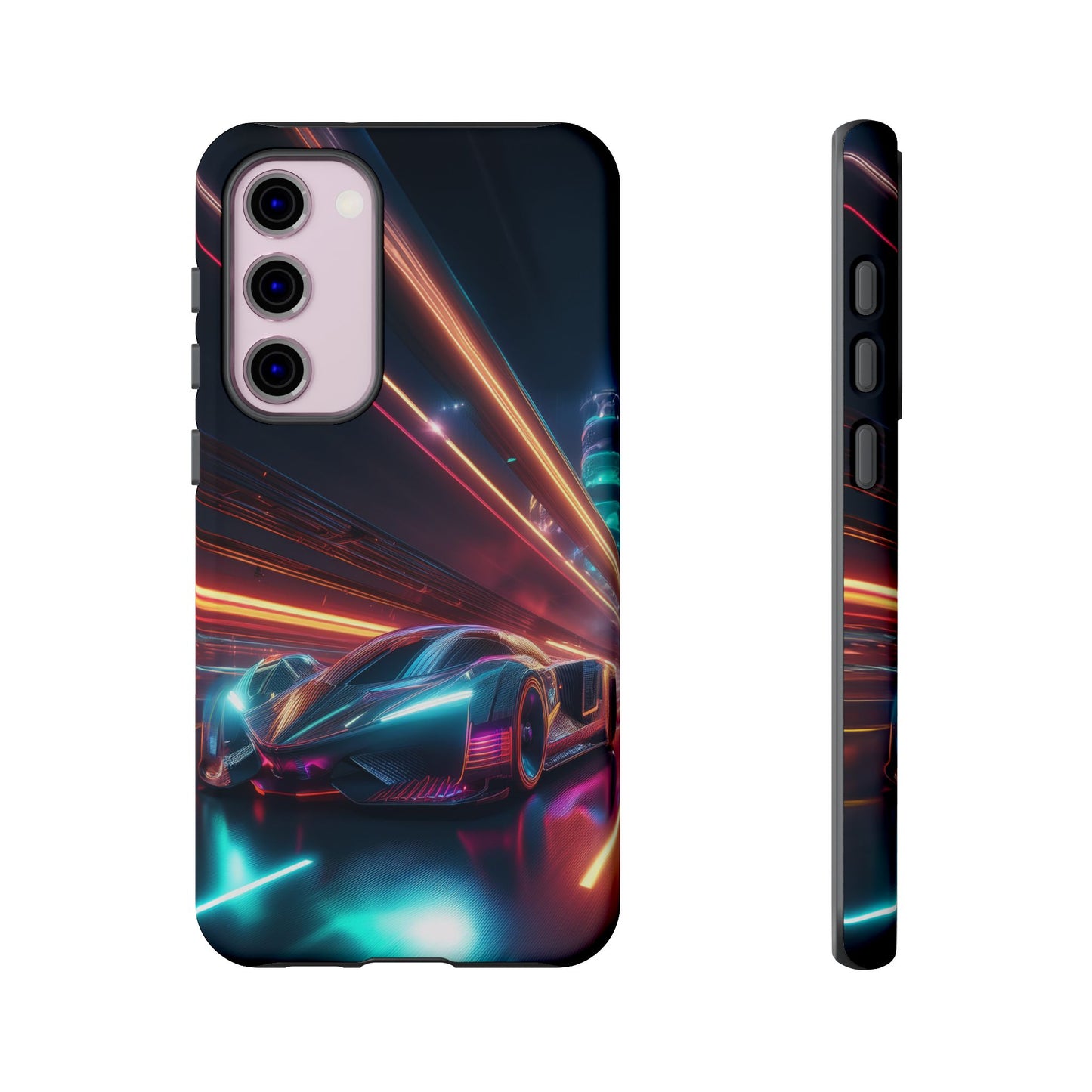 CyberPunk Magenta Car Tough Case - Futuristic Neon Glow iPhone Samsung Google Pixel Phone Case