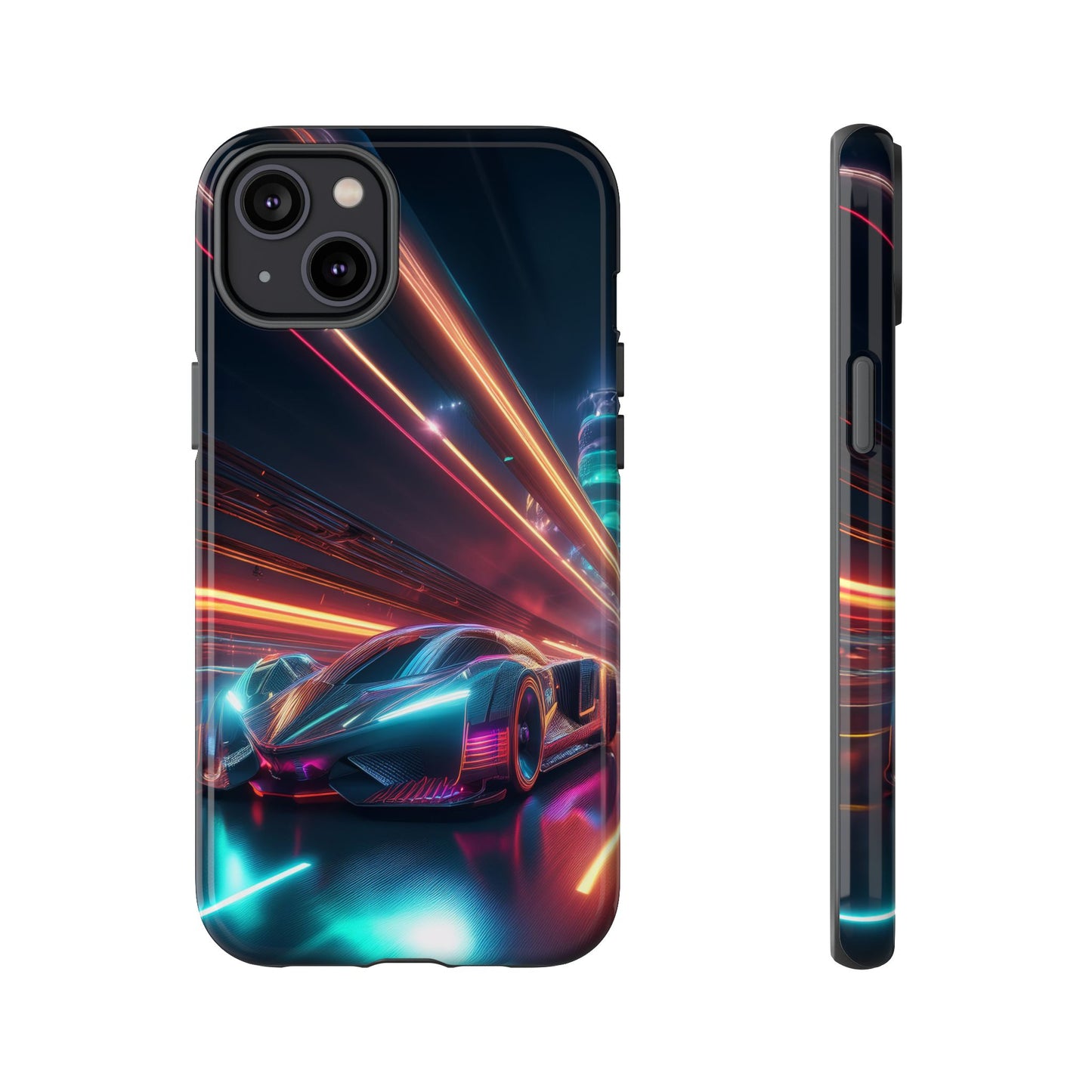 CyberPunk Magenta Car Tough Case - Futuristic Neon Glow iPhone Samsung Google Pixel Phone Case