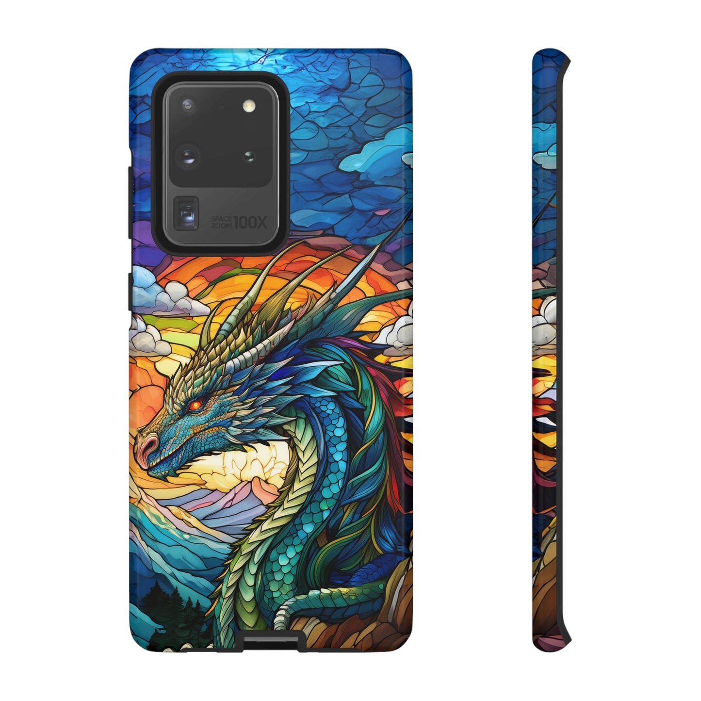 Stained Glass Design Dragon Case | Fantasy Art Samsung Galaxy S24 Ultra, S23, S22, S21, S20, S10 Plus | Unique Protective Phone Cover