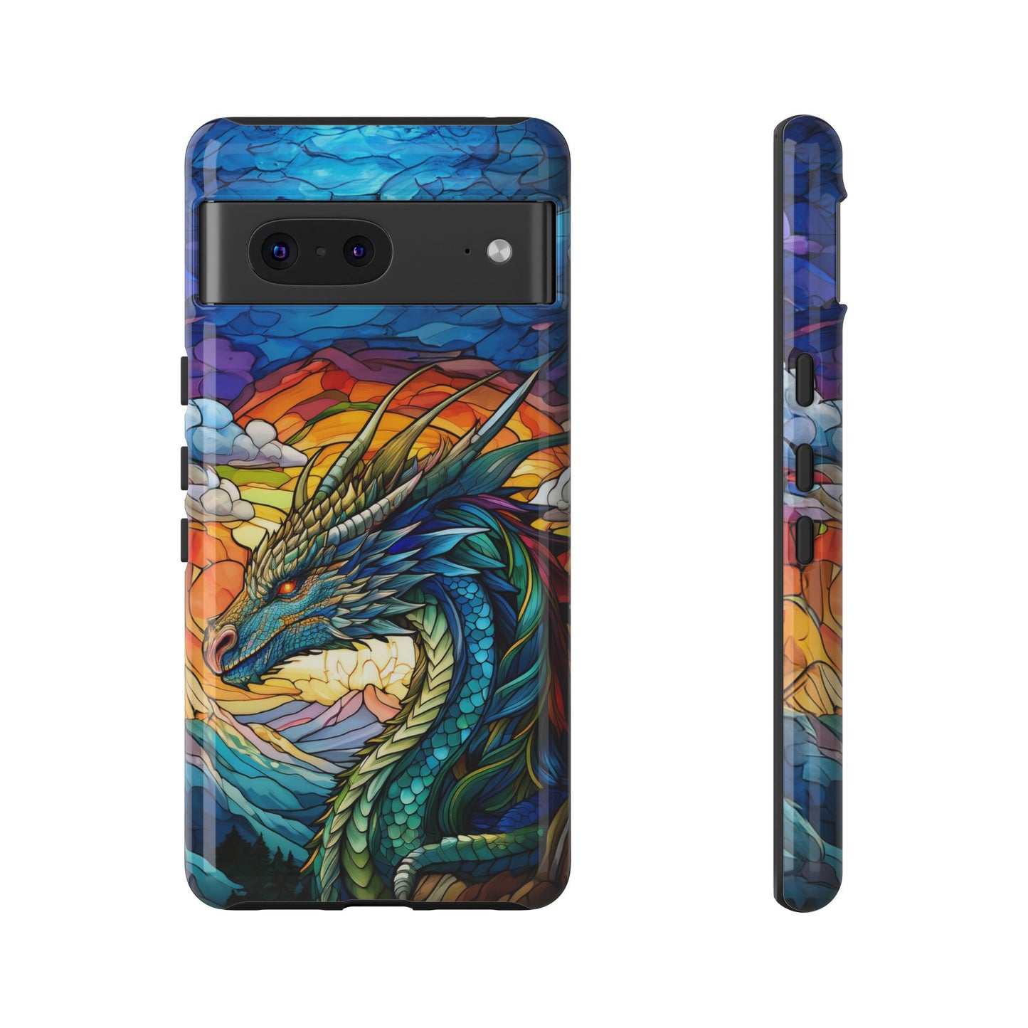 Stained Glass Design Dragon Case | Fantasy Art Google Pixel 8 Pro, 8, 7, 6 Pro, 6, 5 5G | Unique Protective Phone Cover for Pixel Users