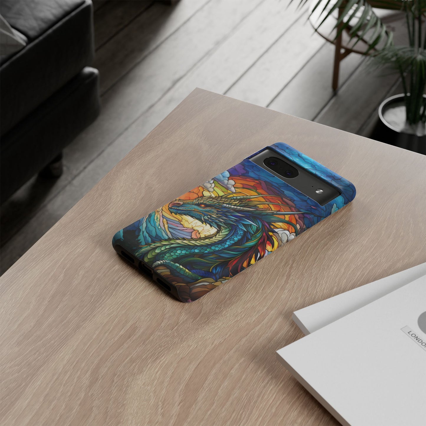 Stained Glass Design Dragon Case | Fantasy Art Google Pixel 8 Pro, 8, 7, 6 Pro, 6, 5 5G | Unique Protective Phone Cover for Pixel Users