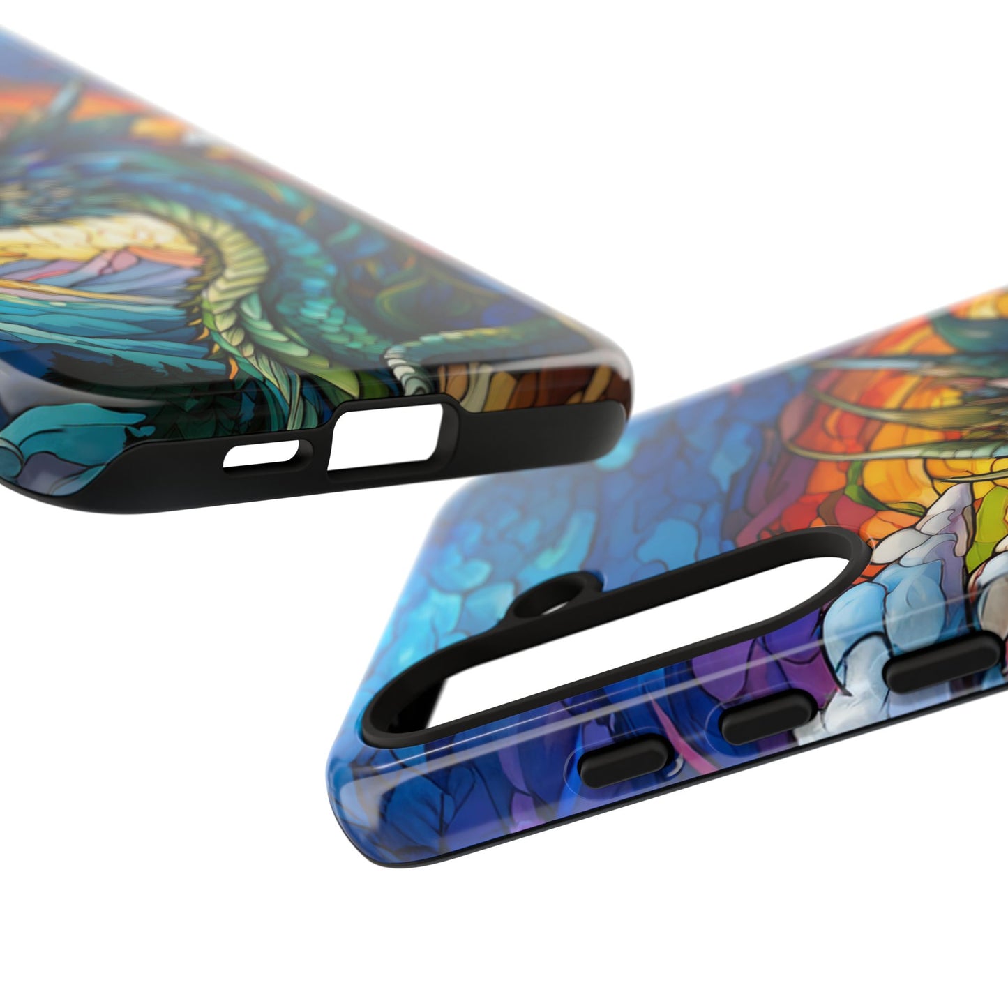 Stained Glass Design Dragon Case | Fantasy Art Samsung Galaxy S24 Ultra, S23, S22, S21, S20, S10 Plus | Unique Protective Phone Cover