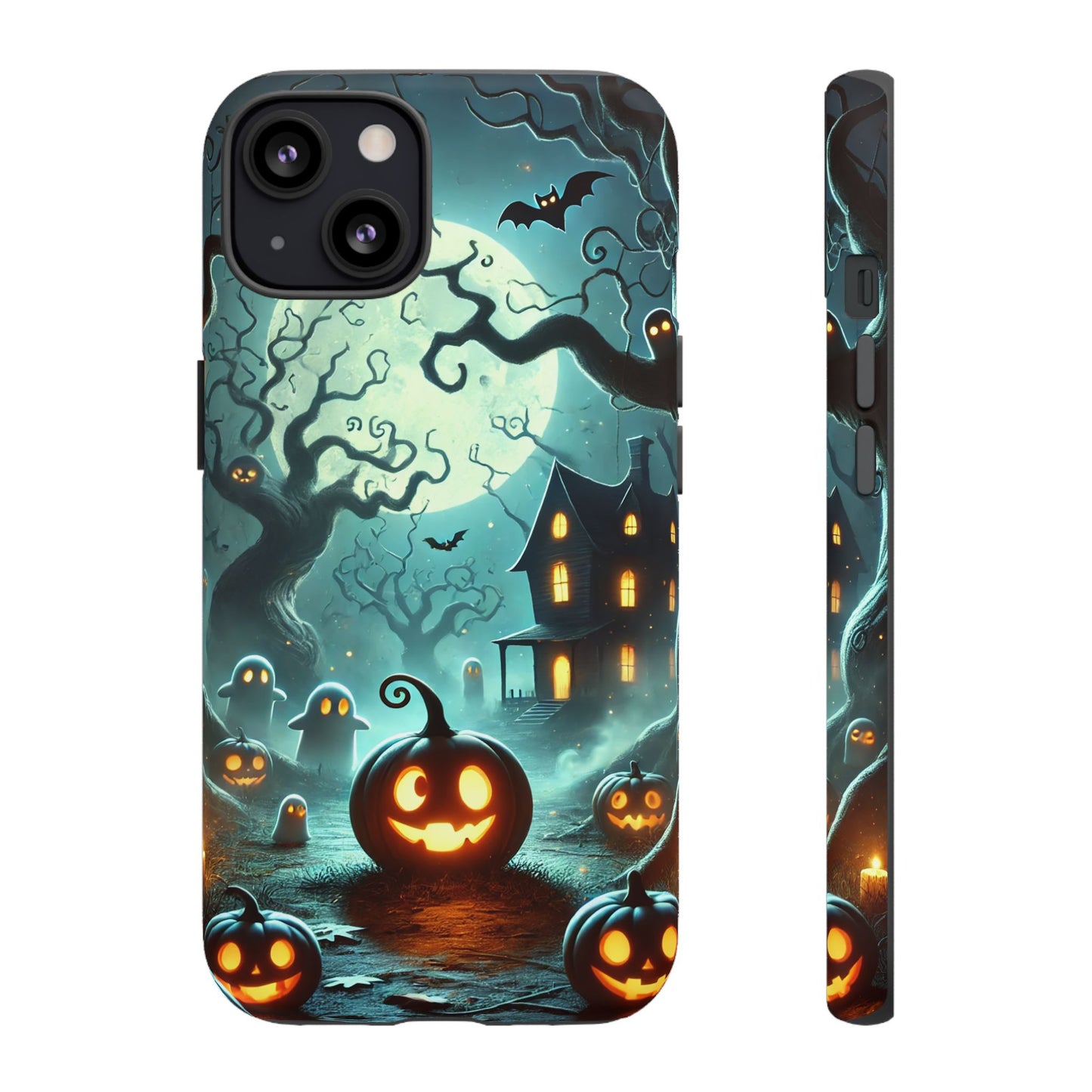 Spooky Halloween Night Pumpkin and Ghost Path Design Phone Case