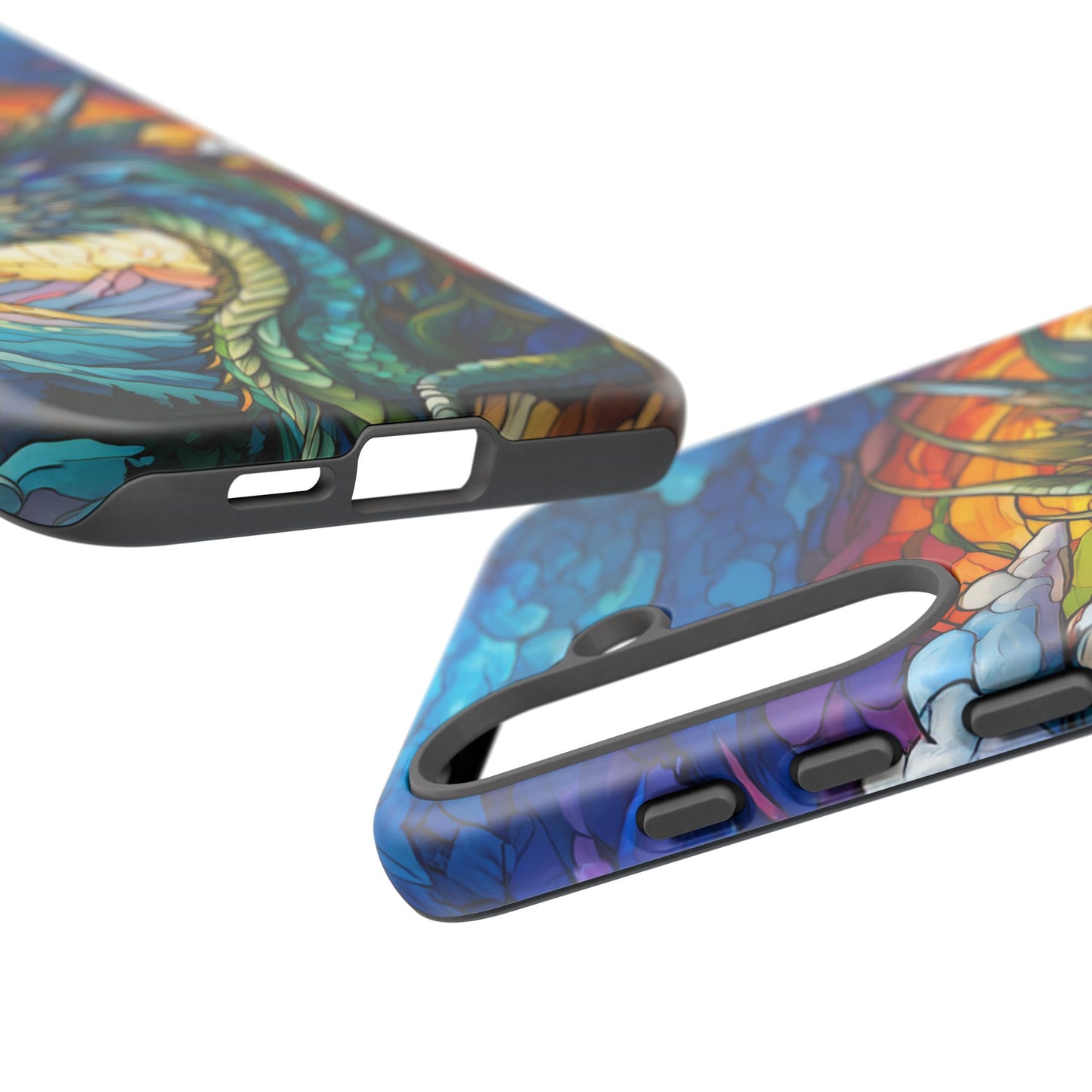 Stained Glass Design Dragon Case | Fantasy Art Samsung Galaxy S24 Ultra, S23, S22, S21, S20, S10 Plus | Unique Protective Phone Cover