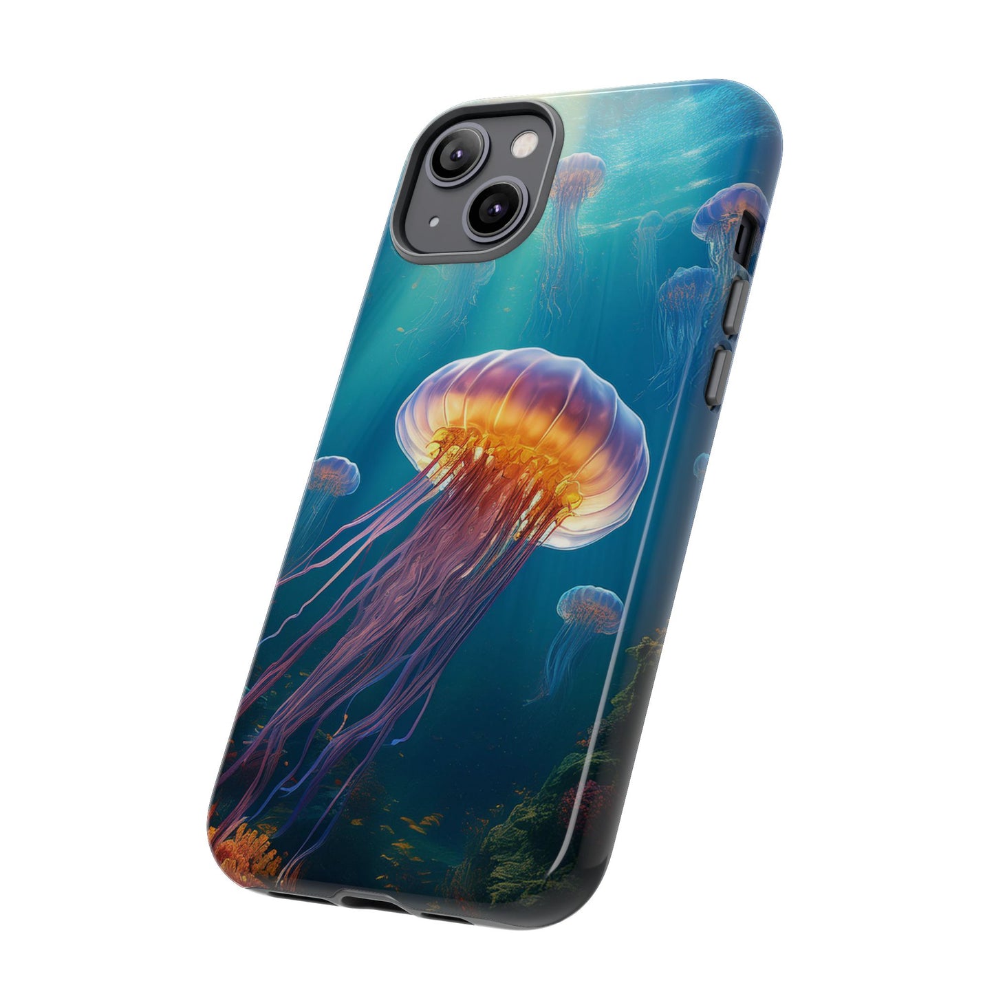 Vibrant Jellyfish iPhone Case - Fits iPhone 8, X, XR, 11, 12, 13, 14, 15, 16 Pro, Max, Mini - Stunning Ocean Art Case for iPhone Lovers
