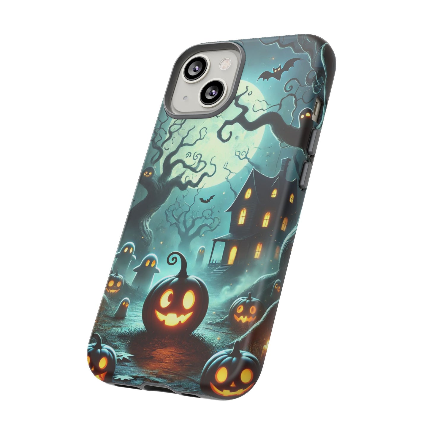 Spooky Halloween Night Pumpkin and Ghost Path Design Phone Case