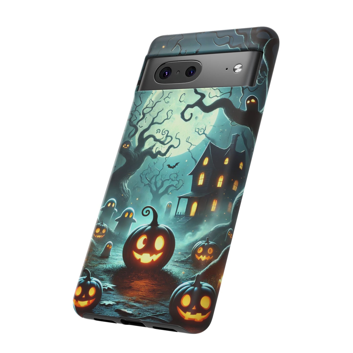 Spooky Halloween Night Pumpkin and Ghost Path Design Phone Case