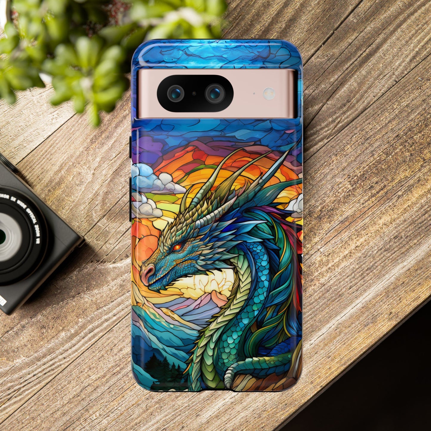 Stained Glass Design Dragon Case | Fantasy Art Google Pixel 8 Pro, 8, 7, 6 Pro, 6, 5 5G | Unique Protective Phone Cover for Pixel Users