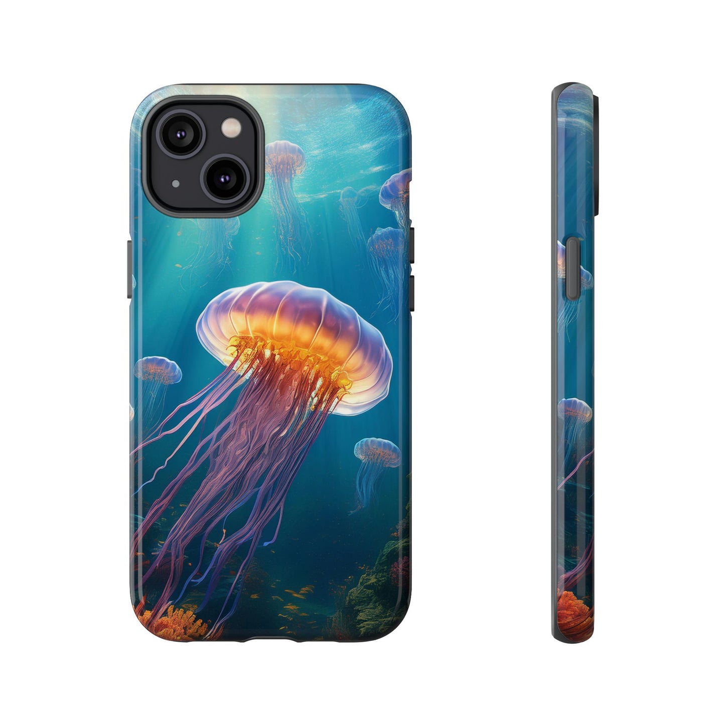 Vibrant Jellyfish iPhone Case - Fits iPhone 8, X, XR, 11, 12, 13, 14, 15, 16 Pro, Max, Mini - Stunning Ocean Art Case for iPhone Lovers
