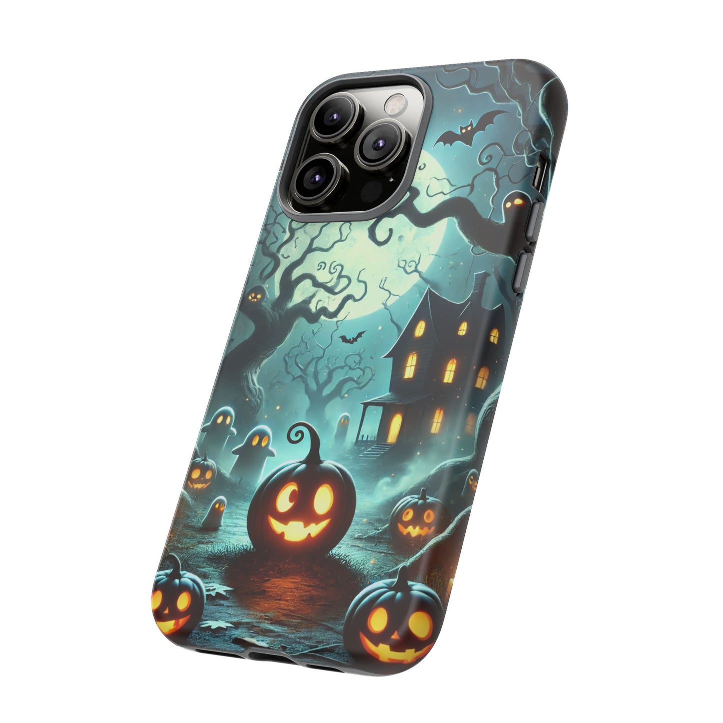 Spooky Halloween Night Pumpkin and Ghost Path Design Phone Case