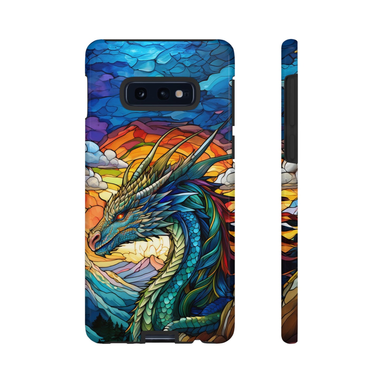 Stained Glass Design Dragon Case | Fantasy Art Samsung Galaxy S24 Ultra, S23, S22, S21, S20, S10 Plus | Unique Protective Phone Cover