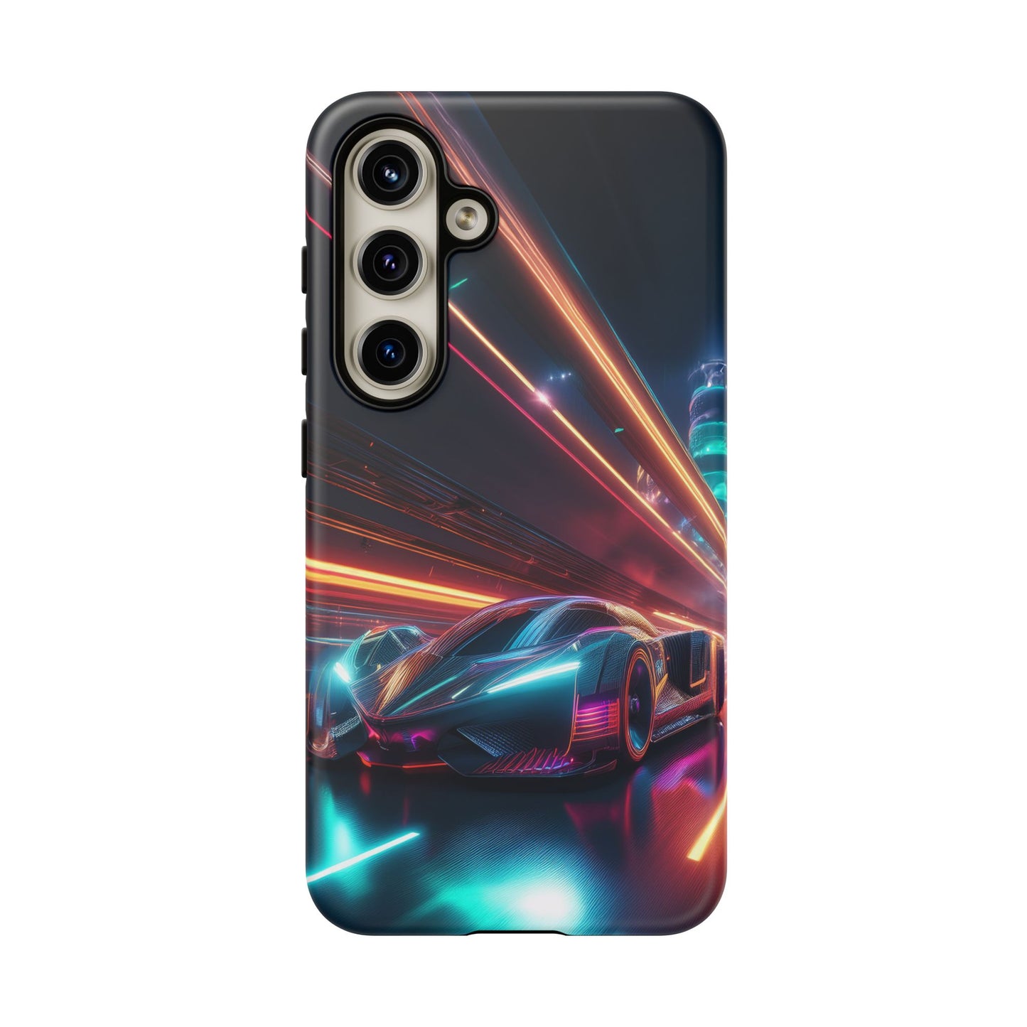 CyberPunk Magenta Car Tough Case - Futuristic Neon Glow iPhone Samsung Google Pixel Phone Case