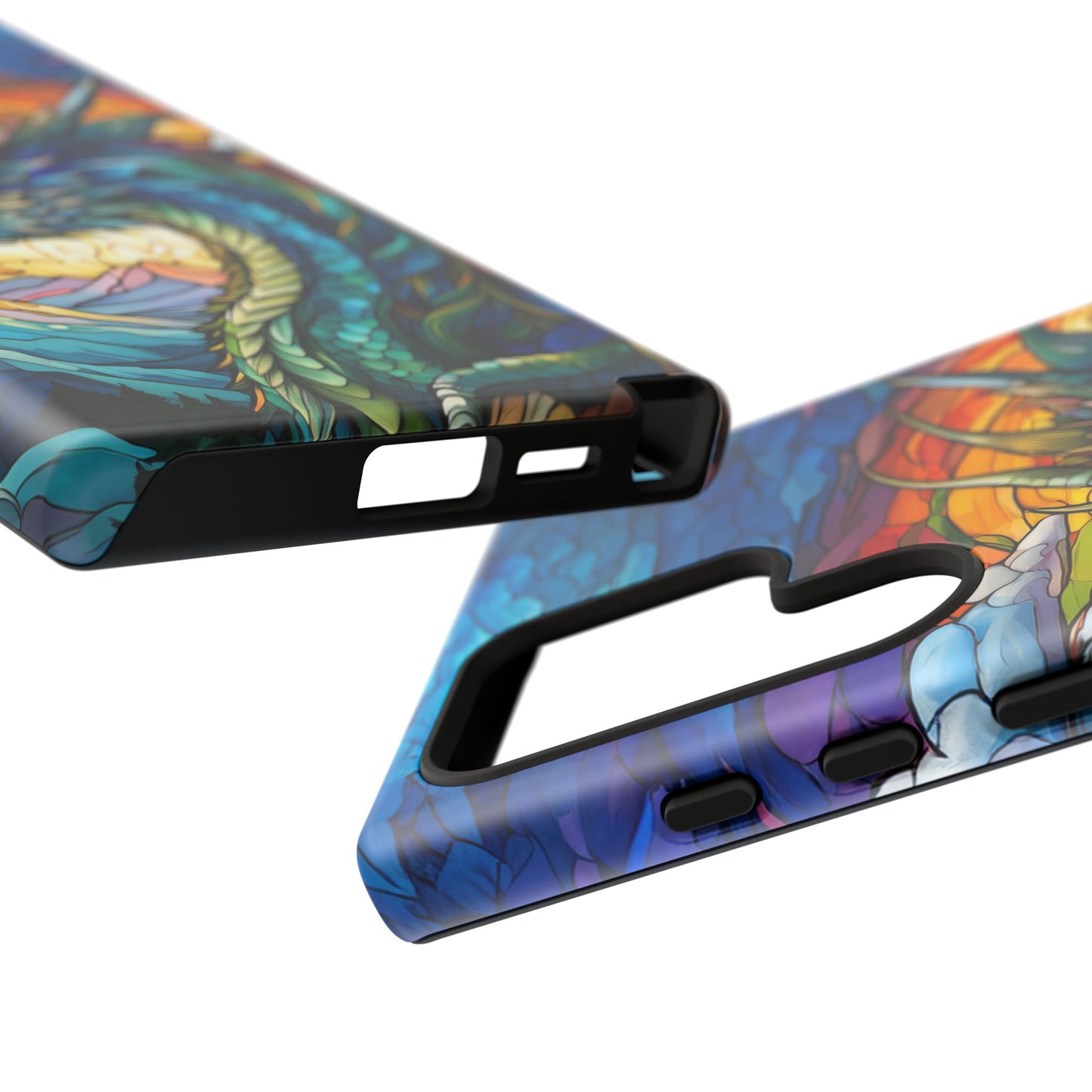 Stained Glass Design Dragon Case | Fantasy Art Samsung Galaxy S24 Ultra, S23, S22, S21, S20, S10 Plus | Unique Protective Phone Cover