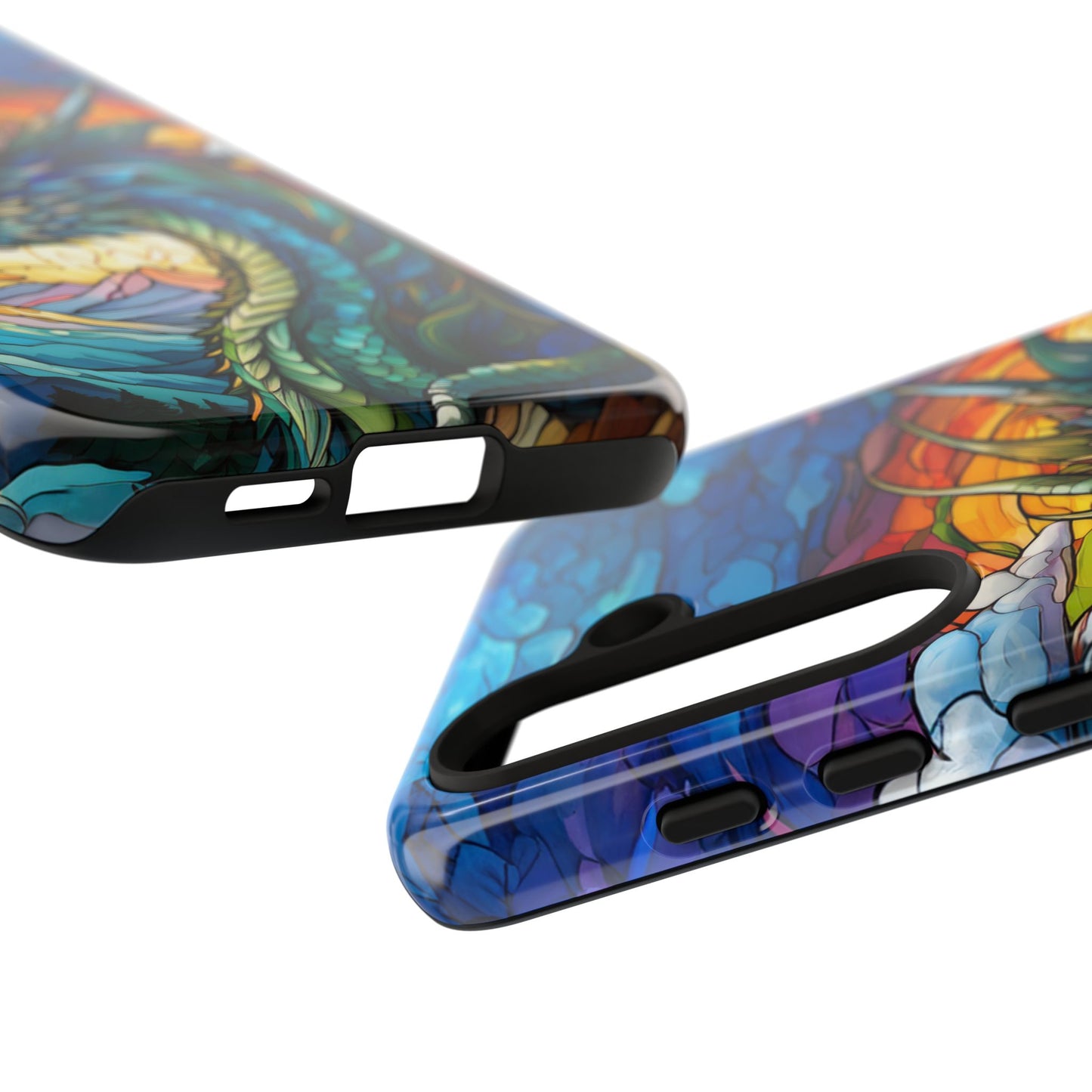 Stained Glass Design Dragon Case | Fantasy Art Samsung Galaxy S24 Ultra, S23, S22, S21, S20, S10 Plus | Unique Protective Phone Cover