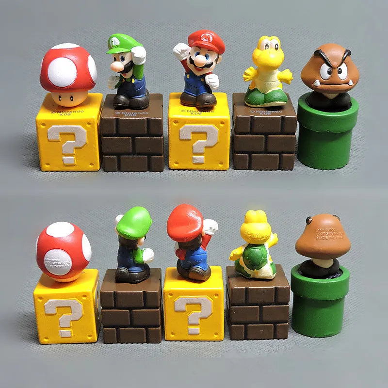 5pcs/set Super Mario Bros Game Action Figures Toys Luigi Yoshi Bowser PVC Model Collection Kids Toy Mini Figures Christmas Gifts