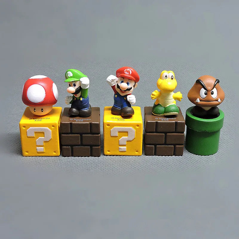 5pcs/set Super Mario Bros Game Action Figures Toys Luigi Yoshi Bowser PVC Model Collection Kids Toy Mini Figures Christmas Gifts