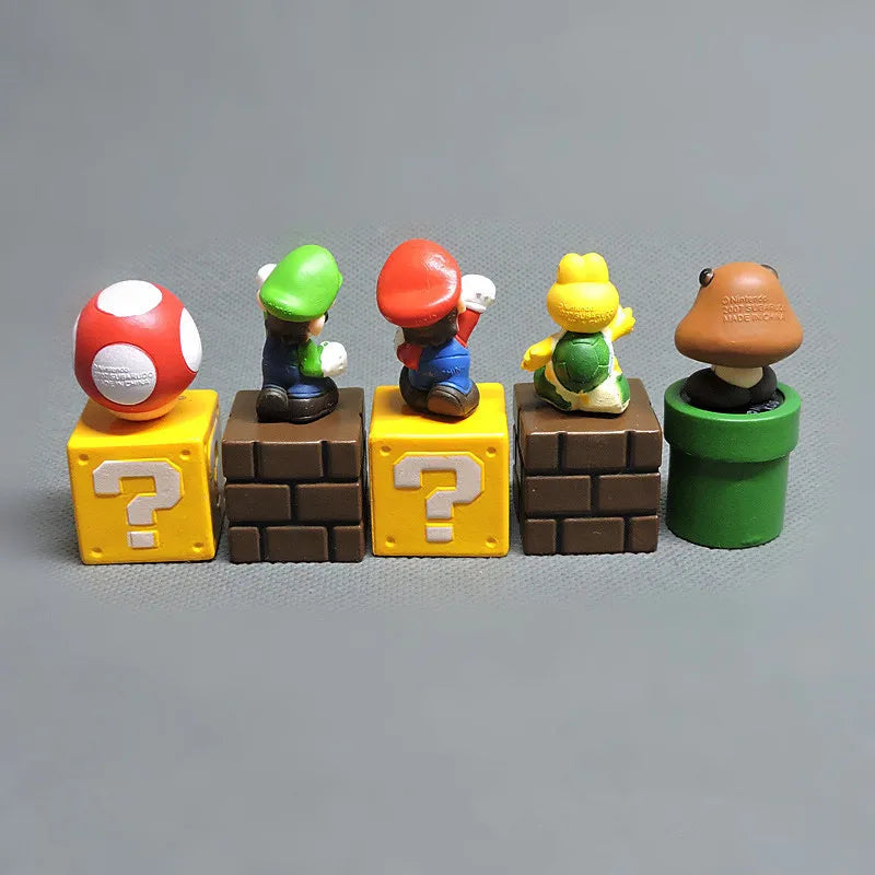 5pcs/set Super Mario Bros Game Action Figures Toys Luigi Yoshi Bowser PVC Model Collection Kids Toy Mini Figures Christmas Gifts